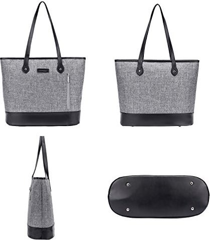 Grey and black tote bag